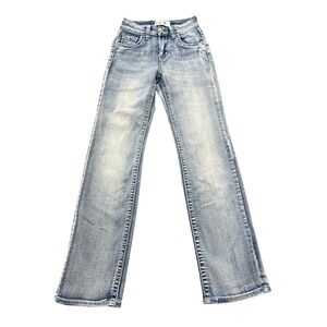 Y Jeans Los Angeles Women 0 Light Wash Embroidered Rhinestone Straight Jeans